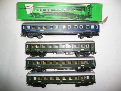Märklin H0 4029, 3 x 4037 cuatro vagones de tren rápido/vagón de tren D de la DB | Zustand: Gebraucht