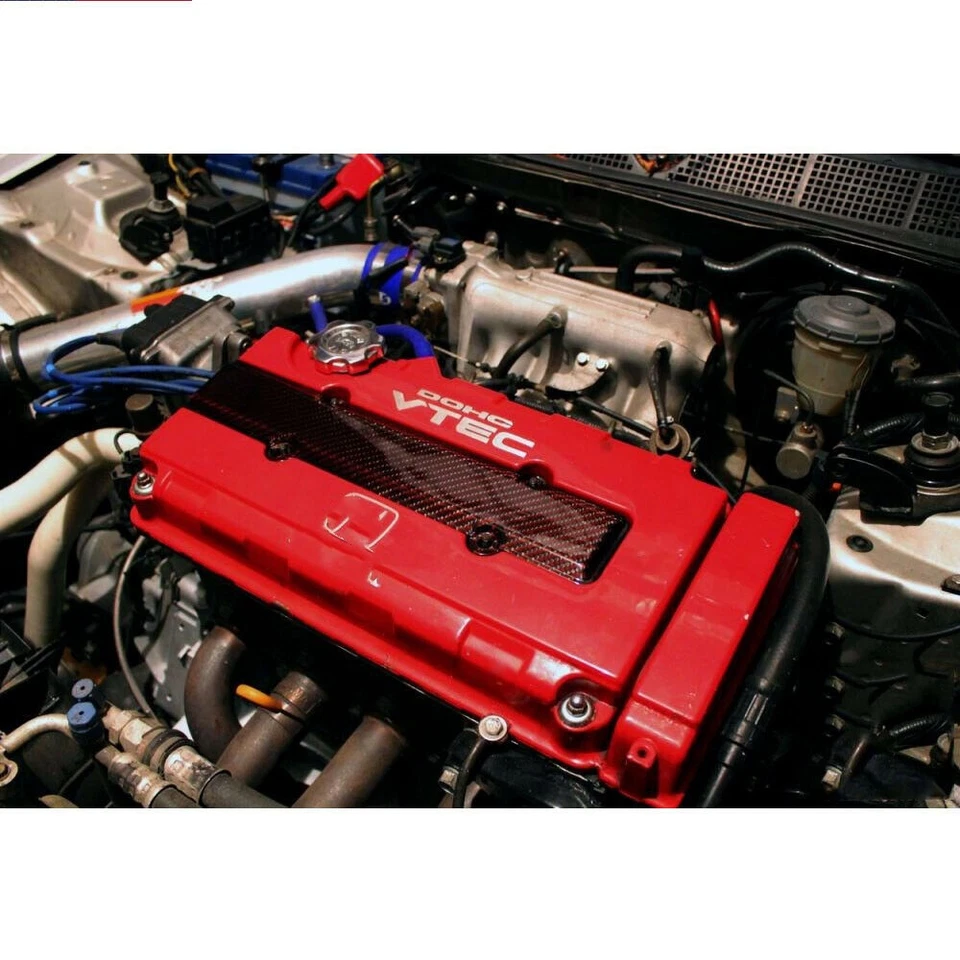 Carbon Fiber Look Valve Cover Spark Plug Insert For Honda VTEC B18 B16 B Series - Image 2 of 4