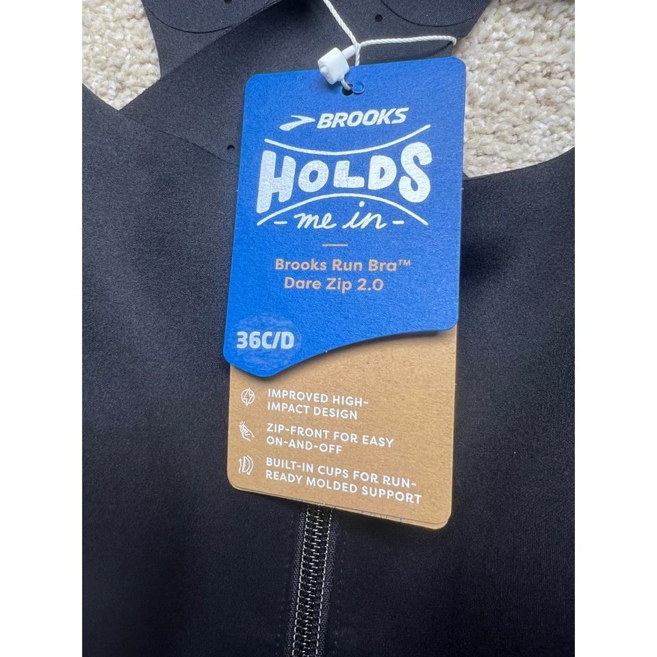 Sujetador Brooks Dare con Cremallera 2.0 Negro 36C/D Soporte de Alto Impacto Cremallera Frontal Negro Foto 3 de 4