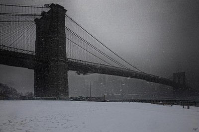 Broolyn Bridge Blizzard by Chris Lord Photo Art Print Poster 24x36 inch
