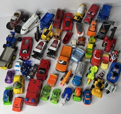 52 Pieces Toy Cars & Truck & Vehicle Diecast & Plastic Assorted Junk Drawer Lot