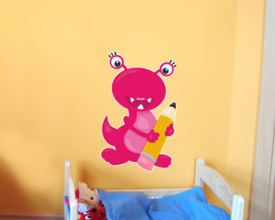 Samunshi Monster mit Bleistift Wandtattoo Aufkleber Kinderzimmer  8 Größen