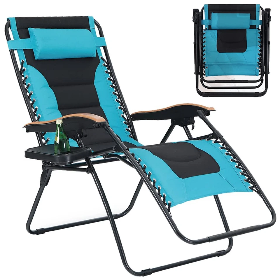 Silla de Patio Plegable XL Gravedad Cero Sillón Ajustable Patio Silla Reclinable Foto 3 de 4