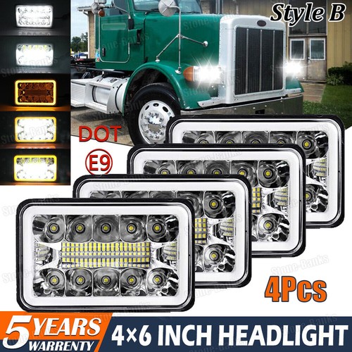 4x6" Inch LED Rectangle Headlights Hi/Lo Sealed Beam w/ DRL H4 For Chevy Camaro - Picture 14 of 25