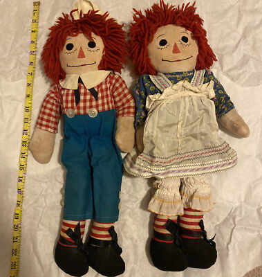 RARE Vintage Antique Raggedy Ann and Andy 20in Cloth Dolls | eBay
