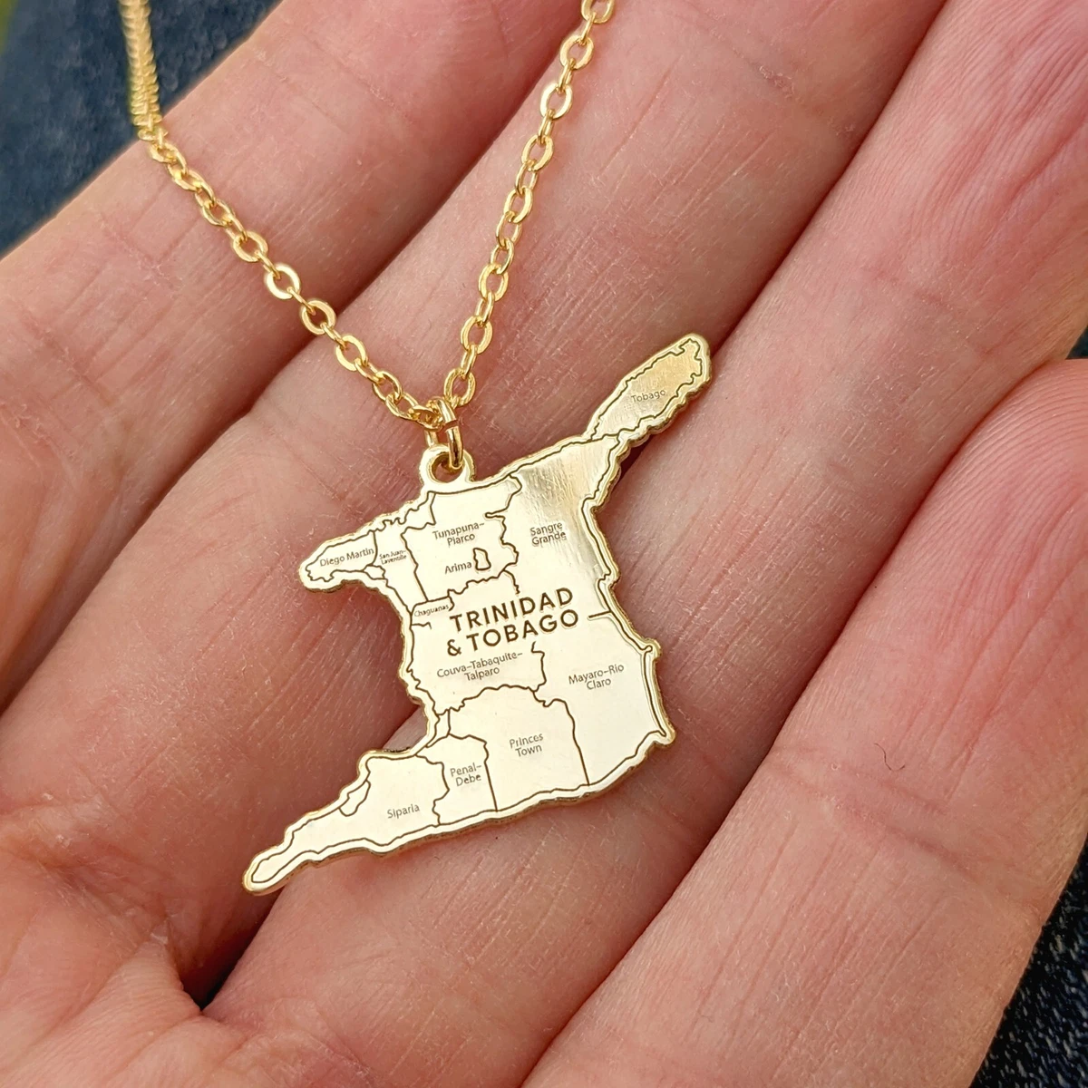 14k Gold Trinidad and Tobago Necklace Gift for Trinbagonians and