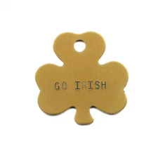 GOLD Irish Shamrock Lucky Pet Dog ID Tag Notre Dame 
