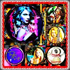 TAYLOR ALISON SWIFT FIVE LARGE PINS AND CONCERT CHARMS