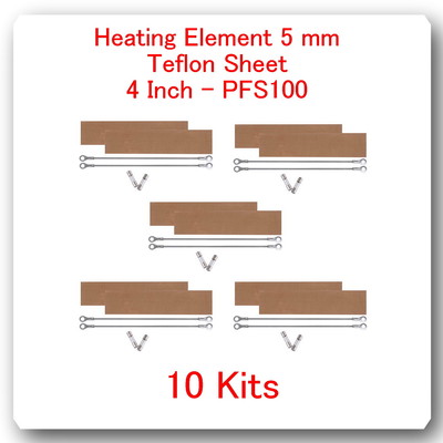10 Replacement Heating Elements 5 mm +10 PTFI  Sheet for Impulse Sealer 4'' PF100
