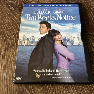 Two Weeks Notice - 2003 DVD - Full Frame - Sandra Bullock - Hugh Grant