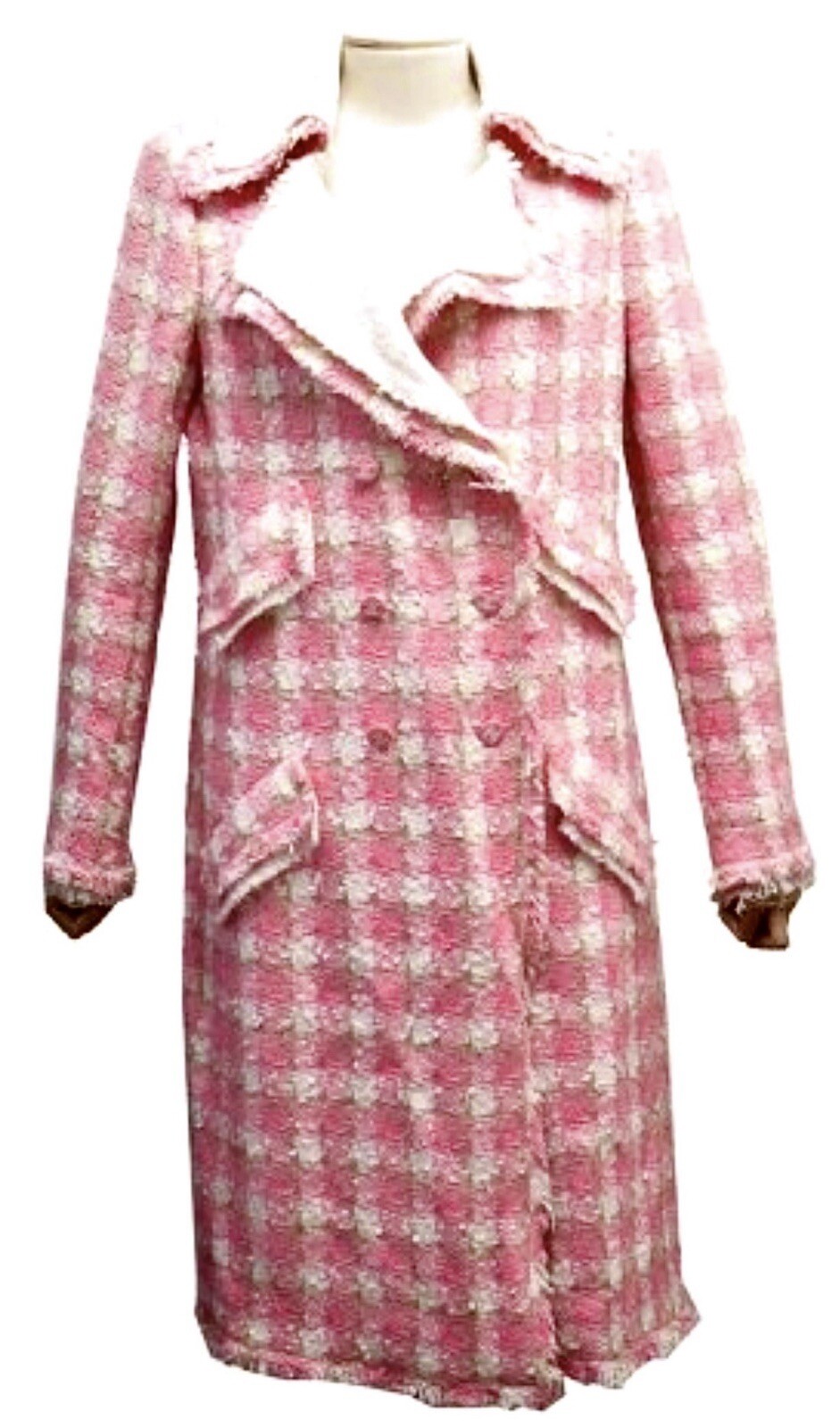 Chanel 2004 Vintage Pink Tweed Swing Jacket Size 36-40 Rare Find image 6