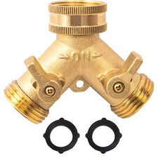 Hose Splitter, Garden Hose Splitter Heavy Duty 2 Way, Solid Brass Water Hose Y S