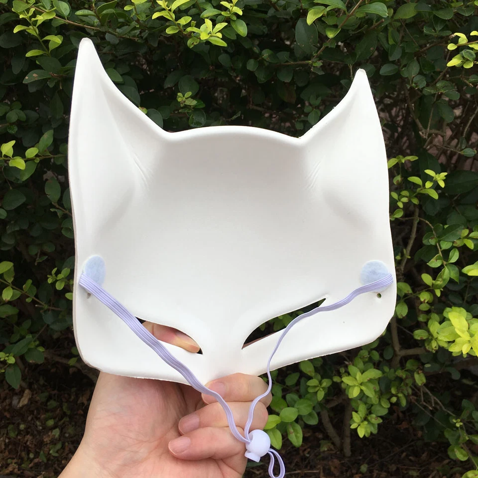 White Blank Plain Mask Base for DIY,Fox/Cat Kitsune for Masquerade Ball Party - Image 4 of 4