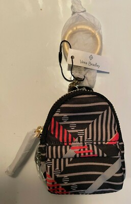 Vera Bradley Sofia Plaid Micro Backpack Bag Charm Keychain Fob Coin Purse- NWT