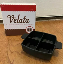 Velata Fondue Square Sampling Dish 4 Part in Black