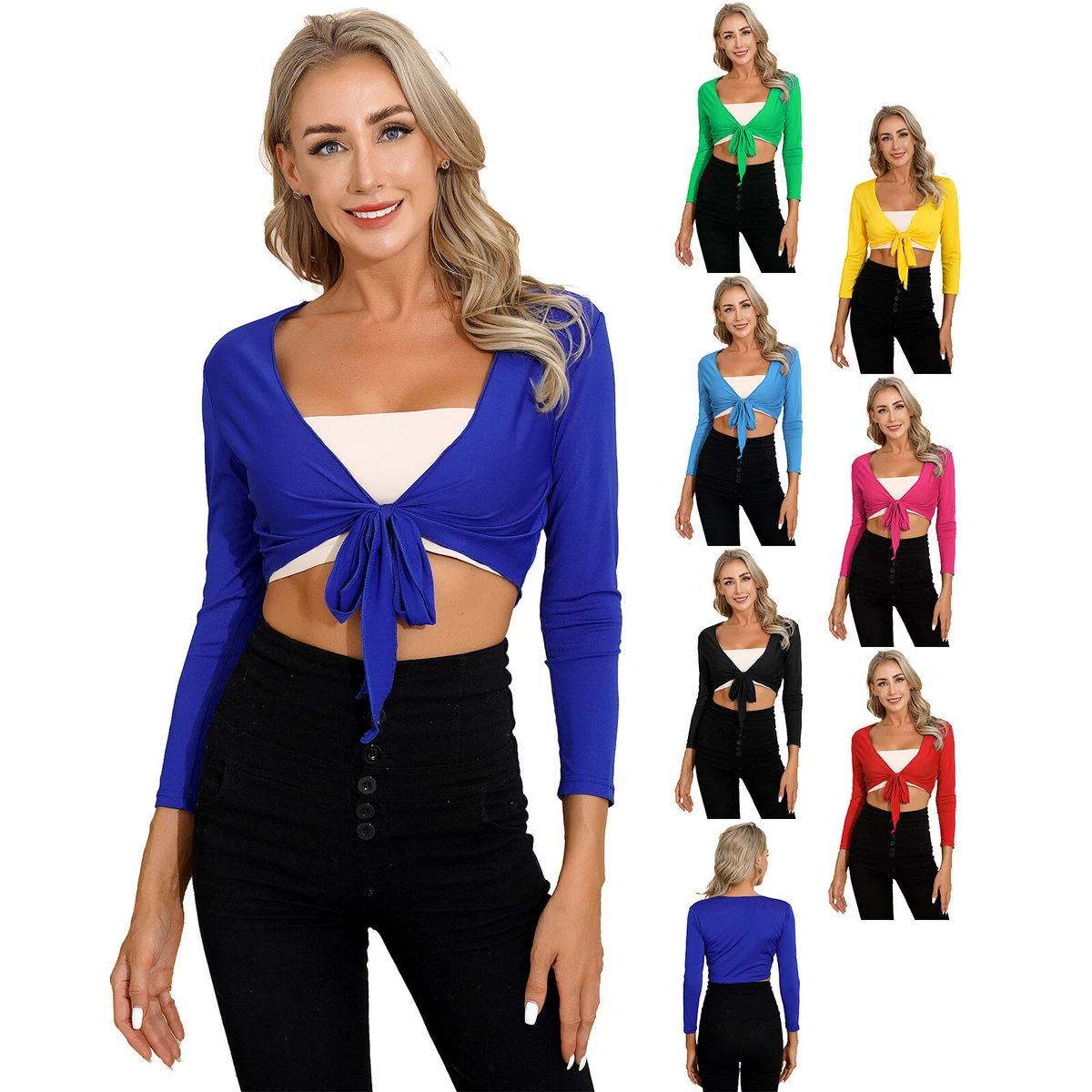 Long sleeve top tie front shrug