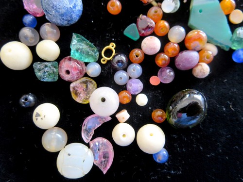 MIXED Beads ANTIQUE/VINTAGE Lot Precious & Semi-Precious Stones OLD Stock