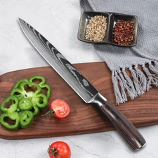 8 in Sharp Chef Knife Kitchen Knife Japanese Damascus Pattern Stainless Steel