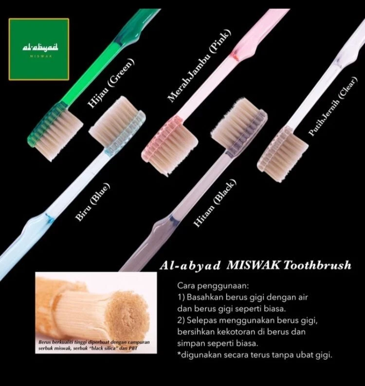 All Natural Al-Abyad Miswak Toothbrush Multicolor [Made in Japan] + [FREE GIFT] - Image 4 of 4
