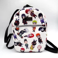 Naruto Shippuden Allover Chibi Character Faux Leather Mini Backpack Tote Bag