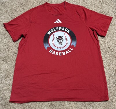 NEW Adidas NC State Wolfpack Baseball T Shirt Large Red Wolf Short Sleeve