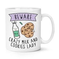 Beware VerrüCkte Milch Und Kekse Damen 284Ml Becher Tasse Lustiger Witz Essen