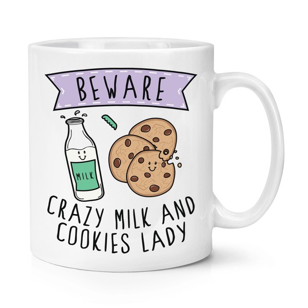 Beware VerrüCkte Milch Und Kekse Damen 284Ml Becher Tasse Lustiger Witz Essen-image
