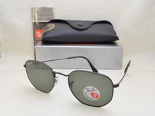 Ray Ban HEXAGONAL (RB3548N-002/58 54) Black with Green Polarized Lens