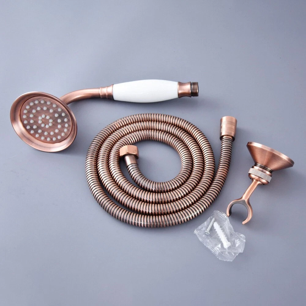 Antique Copper Telephone Style Hand Held Shower Head with 1.5m Hose and Holder