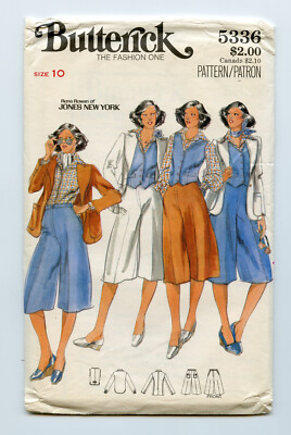 1970s Butterick 5336 Rena Rowan Blouse Vest Jacket and Culottes Bust 32.5 Uncut