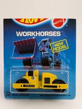 Vintage 1986 Hot Wheels CAT Road Roller w/CB614 & 5 Bars #3853 Workhorses 1/64