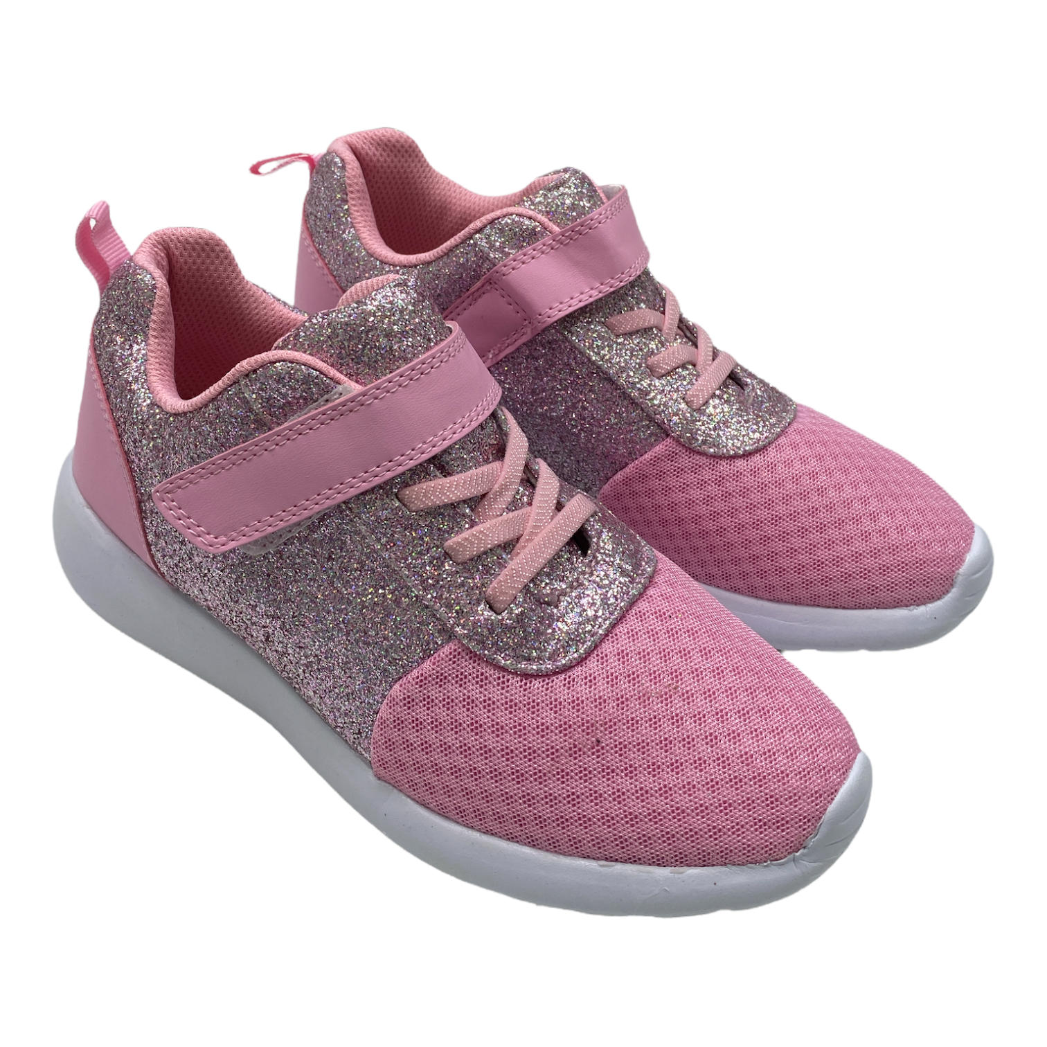 SAOLA NUOVE sneakers da ginnastica FabKids rosa glitter stringate per bambina taglia 5 A23