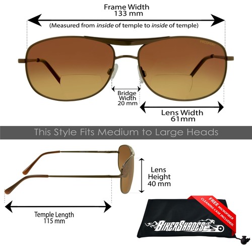 Gafas de sol aviador lector bifocal lectura hombres mujeres marrón humo metal tramposos - Imagen 11 de 32