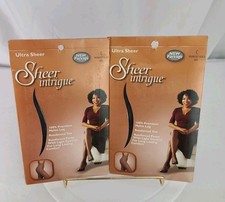 2 Sheer Intrigue MIDNIGHT BLK Pantyhose w/ Reinforced Toe, Panty w/Light Control
