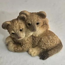 Vtg Stone Critters Lion Cubs FigurineResin Animal Collectible 1980s