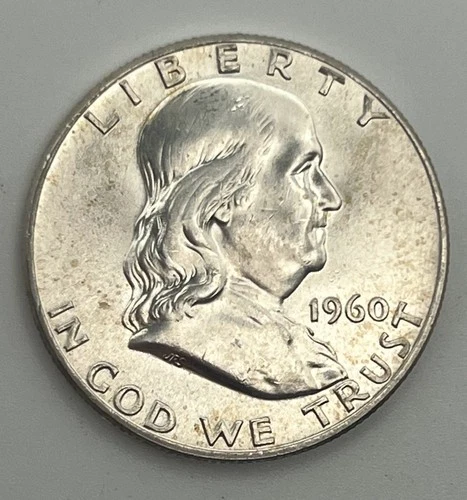1960 Franklin Half Dollar AU UNC 90% Silver USA Philadelphia Mint