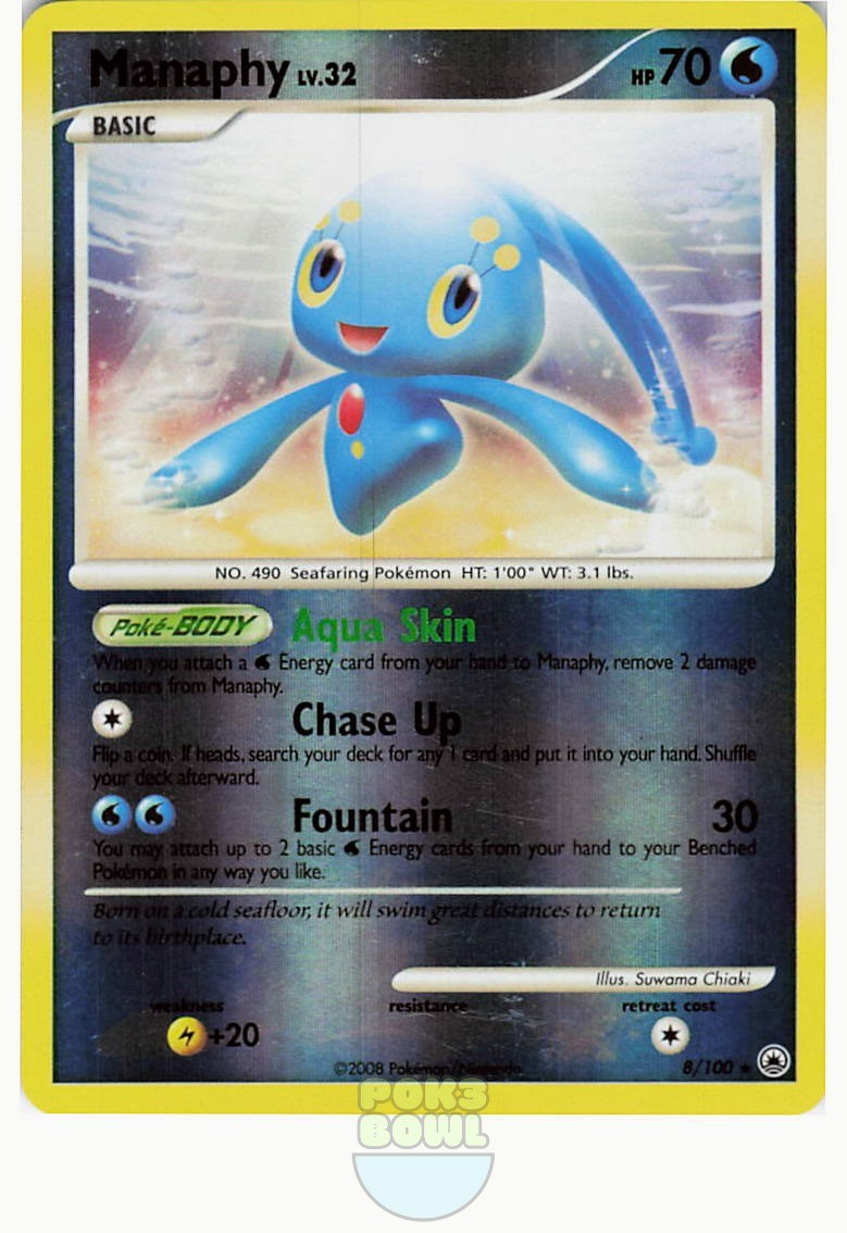 Manaphy 8/100 Rare 2008 Pokemon Majestic Dawn Reverse Holo Suwama Chiaki NM