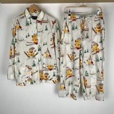 Nick Nora Sleepwear Pajama 2 Piece Set Skiing Duck Cotton Medium FLAW