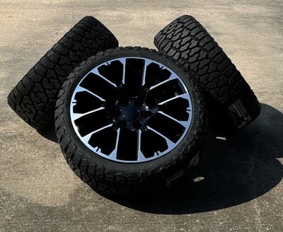 Silver & Black Honeycomb 22'' Wheels Rugged Terrain Tires Chevy Tahoe Silverado