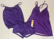 Vintage JCPenney 3pc Women's Swimsuit 16/18 Purple Dot Mix Match