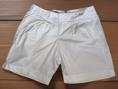 Esprit Y2K Women's White Bermuda Cuffed Shorts Size 10 Pleated Front Vintage 
