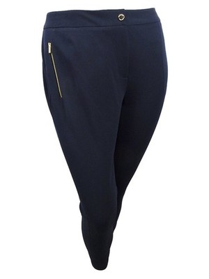 Calvin Klein Women's Plus Size Straight-Leg Crepe Pants (14W, Navy)