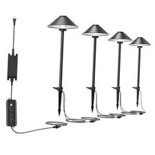  Outdoor Landscape Path Lights, 4 Pack LED Pathway Lights, Low Voltage Garden 