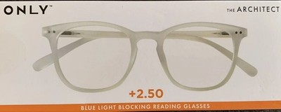 ONLY Eyewear ARCHITECT Blue Light Blocking Reading Glasses CLEAR +2.00 or +2.50