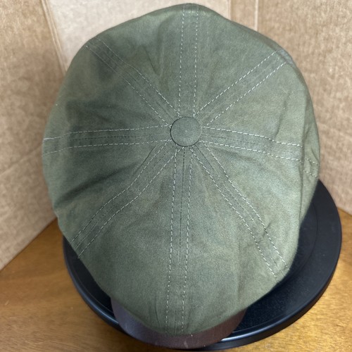 Stetson Waxed Cotton Olive Med Newsboy Driving Cap Hat Leather Brim - Picture 8 of 10