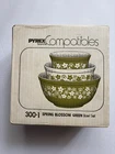 Vtg 1972 Pyrex Compatibles Spring Blossom Green 3 Pc Mixing Bowls 300-1 Sealed