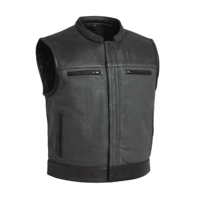 #ad MOTOGRIP® Men#x27;s Perforated Leather Motorcycle Vest Black Club Style Biker Vest $149.99