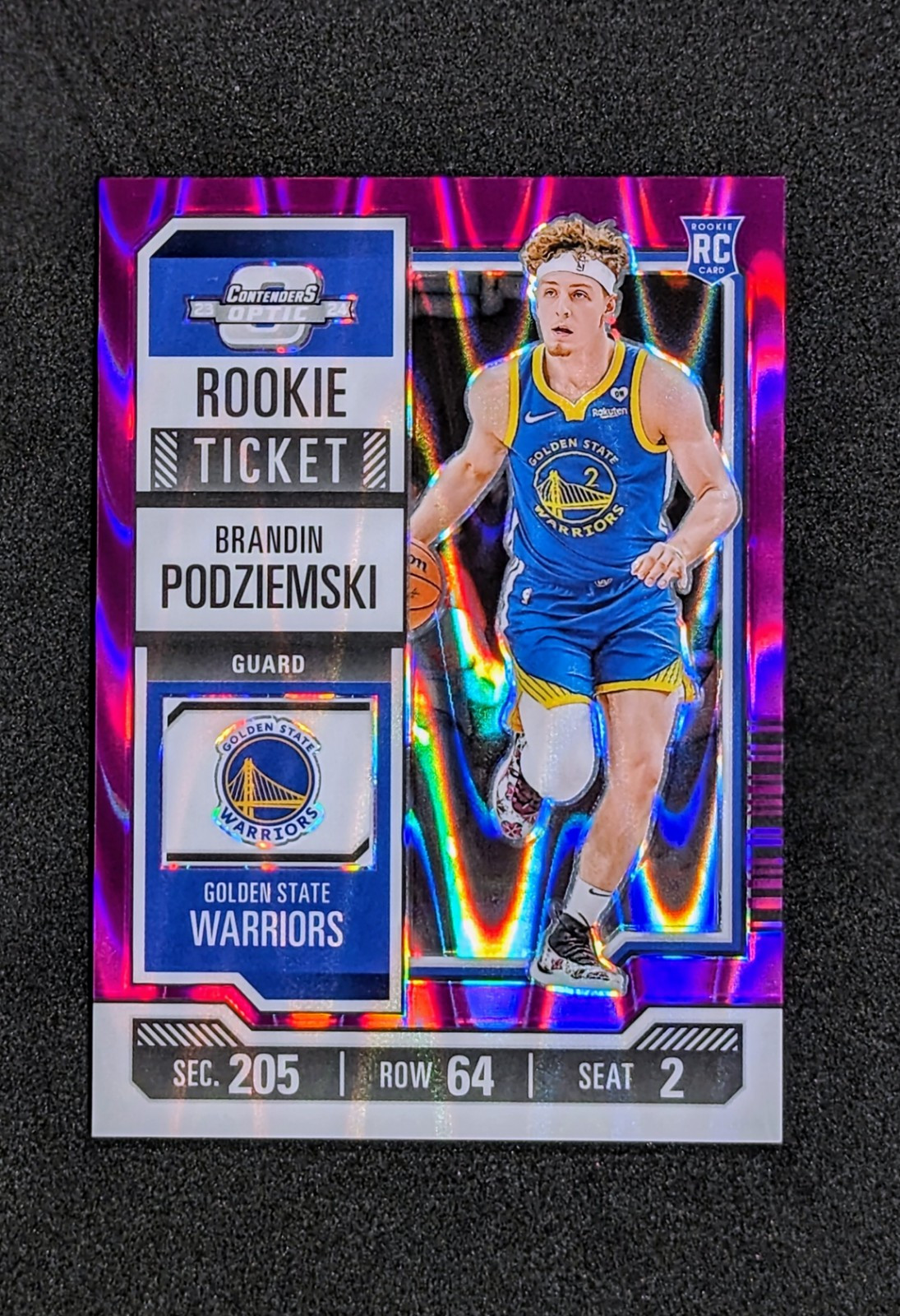 2023-24 Panini Contenders Optic Brandin Podziemski RC RookMie Purple Prizm /18