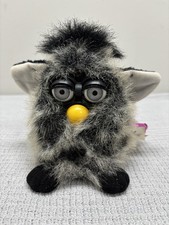 Vintage 1999 Furby Mink Grey Black Tiger Electronics Blue Eyes, Working