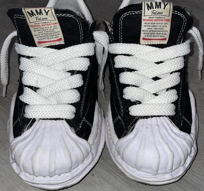MMY Blakey Men's Black White Canvas Sneakers Lace Up Size 10 Logo Accent